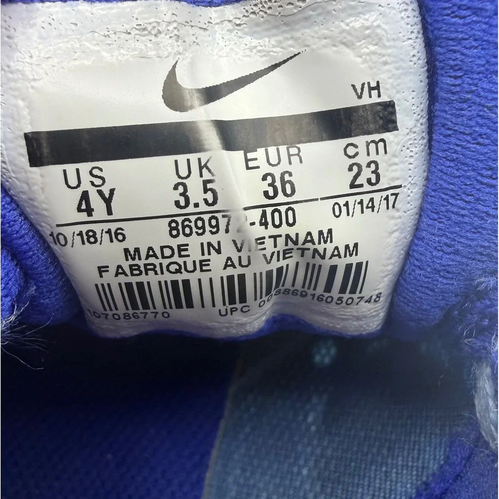 Nike Downshifter 7 Running Shoes Kids 4Y Blue Grey Good 869972-400 Mesh Sneaker